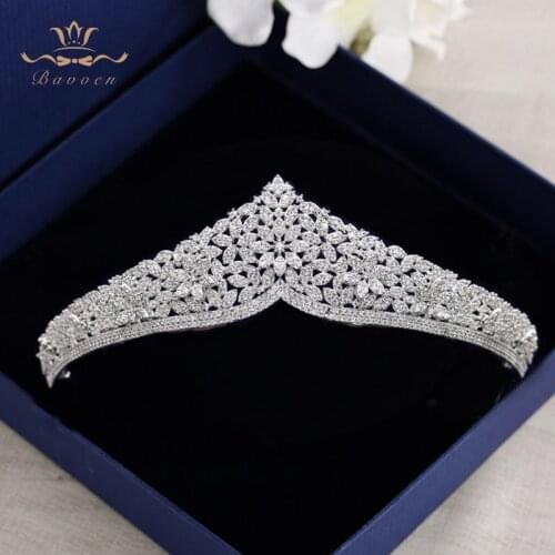Top Quality Brides Sparkling Zircon Royal Queen Hairbands Gold Tiaras Crowns Crystal Wedding Hair Accessories Evening Headwear