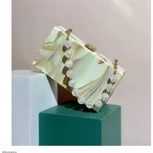 【wonder lamar】fashion marble square acrylic bag clutch