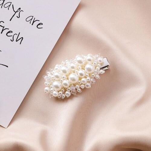 Sweet Girls Imitation Pearl Hair Clip Barrette Party Oval Rhinestone Hairpin For Women Bride Headdress Hair Styling Accessories