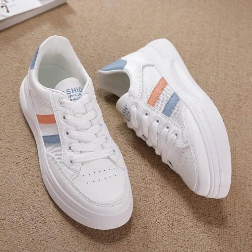 2021 Small White Shoes Women Vulcanized Shoes New Fashion Student Casual Shoes Womens Thick Bottom Breathable Low Top Board