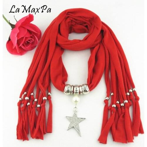 LaMaxPa New Design Women Scarf Jewelry Pendant Scarf Femme Elegant Jewelry Echarpe Frau Pop Schal Sjaals Mujer Colgante Bufanda