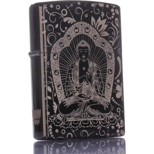 Zorro pure copper kerosene windproof lighter laser carved four sided Tathagata Sutra smoking accessories