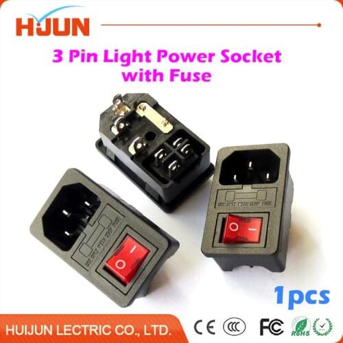 1Pcs High Quality Power Rocker Switch IEC 3 Pin 320 C14 Inlet Power Sockets Switch Connector Plug 10A 250V