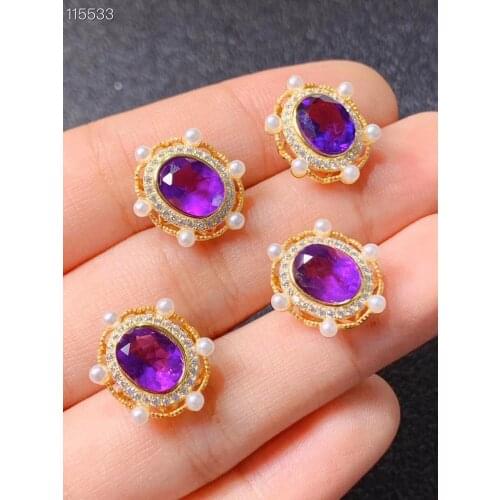 100% Natural and Real Amethyst necklace Solid S925 Sterling Silver For Women Colour Gem Stone Fine Jewelry