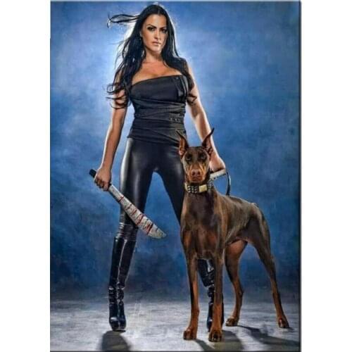 2020 Doberman and woman Diy Diamond Painting Cross Stitch Diamond mosaic full square round drill diamond EmbroideryZP-3297