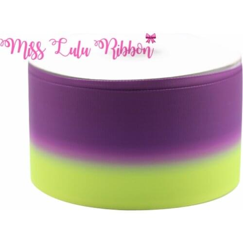 3"75mm Purple and Neon Gradient Printed Grosgrain Ribbon/Elastic Band 38mm Handmade Hair Bows Party Decoration 50 yards MD5307