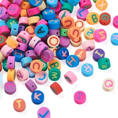 Pandahall 300Pcs 10mm Handmade Polymer Clay Colours Beads Round Letter Loose Spacer Beads Fit Jewelry DIY Bracelets Necklace