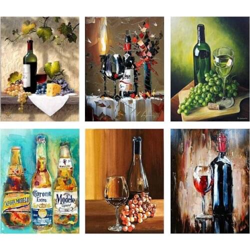 5D DIY Wine Diamond Painting Cross Stitch Mosaic Embroidery Grape Fruit Sale Rhinestone Picture Kitchen Room Home Decoration Art