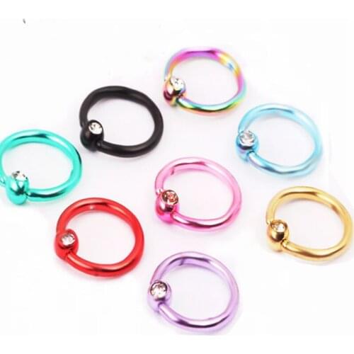 8Pcs Titanium Nose Rings Gem Ball BCR Piercings CBR Helix Cartilage Tragus Labret Rings Earrings Piercing Charm Body Jewelry