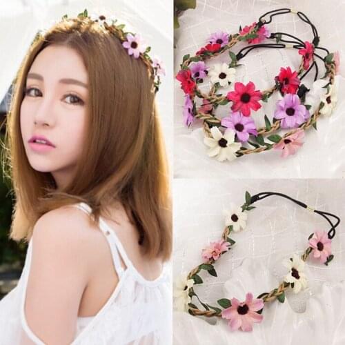 Hair Accessories Beautiful Little Daisies Green Leaves Flower Wreath Headband Hair Hoop Headband Headdress Travel Vacation