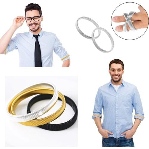 AWAYTR 1PC Anti-slip Metal Shirt Sleeve Holders for Men Women Stretchy Armband Sleeve Garter Elastic Armbands 4 Colors