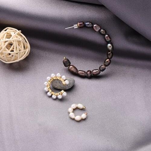 BALANBIU Black Baroque Cultured Pearl Round Drop Earring For Women Acrylic Pearl Ear Cuff Handmade New Fashion Jewelry Wholesale