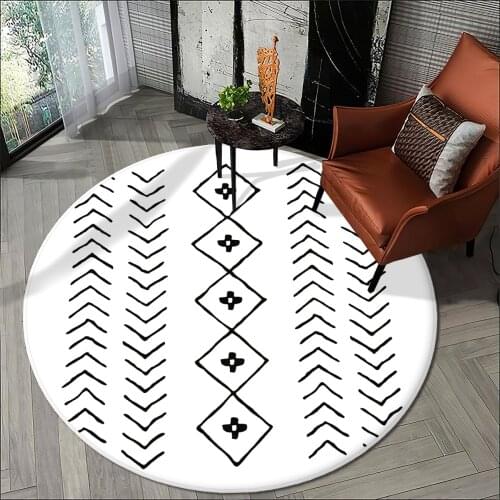 White modern living room carpet kitchen round carpet black shapes detailed high quality Free Shipping carpet