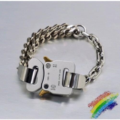 Hero Chain ALYX Buckle Bracelet Men Women 1:1 High Quality 1017 ALYX 9SM logo Openwork letters Stainless steel chain