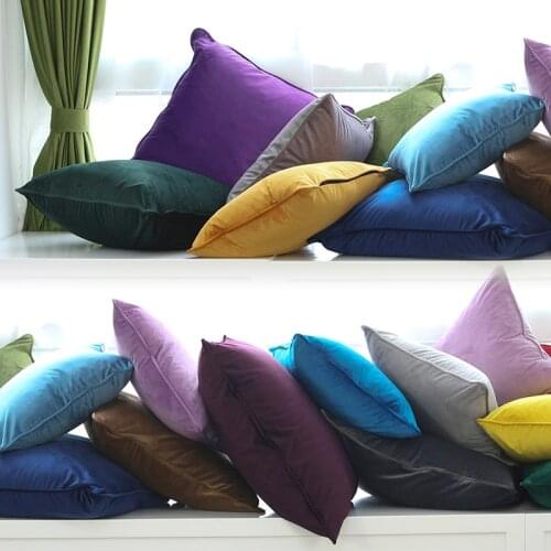 Piping Design Multicolor Yellow Blue Green Red Velvet Cushion Cover Pillow Case Soft Pillow Cover No Balling-up Without Stuffing