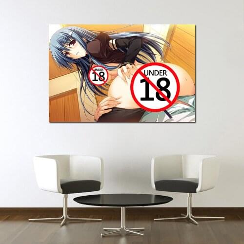 Adult Anime Wallpaper Sexy Blue Hair Girl Wall Art Posters and Prints Canvas Painting Wall Pictures For Living Room Decor