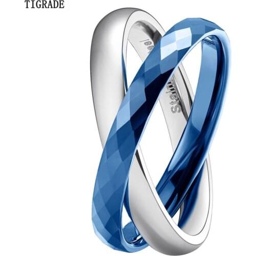 Tigrade 2mm Tungsten Stainless Steel Double Rings For Men Women Fashion Bohemian Jewelry Wholesale Regalos Para San Valentin