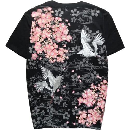 2020 New Arrival Real Hip Hop Tshirt Hot Sale T Shirt Men Quality Goods Embroidery With Short Carp Tattoo O-neck Cotton Casual