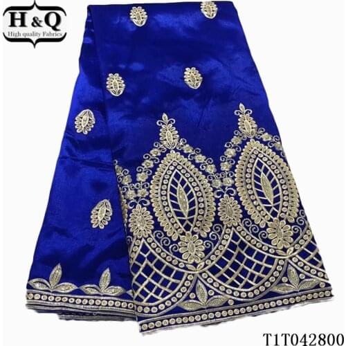 H&Q Embroidered Lace Party Beautiful Gown African George Lace Fabric 5 Yards Indian Satin Fabric With Sequins For Ladies Garment