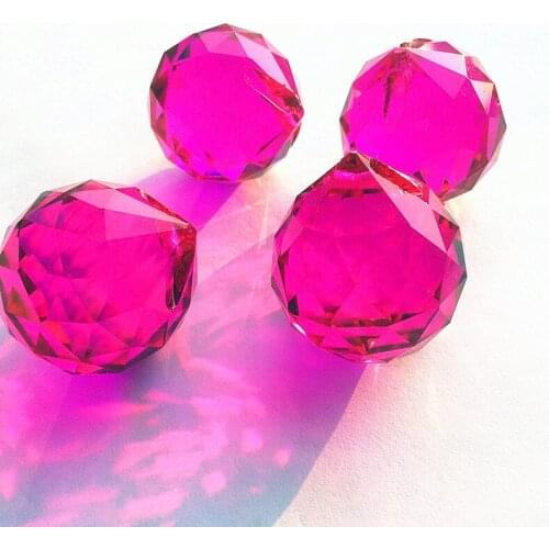102pcs/lot 30mm fuchisa faceted crystal chandelier balls,door curtain pendants wedding garland strand accessories free shipping