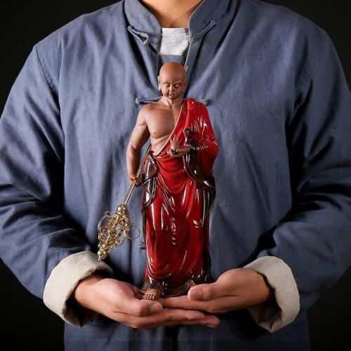 Ceramic Ksitigarbha Buddha Statue Sculpture Statue Chinese Buddha Statue Large home living room feng shui decorative statue 32cm