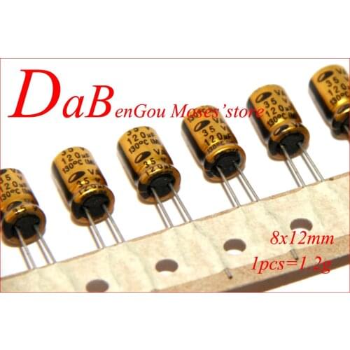 35v 120uf +/- 20% Capacitance 100% 130C Original New Audio Capacitors Electrolytic Capacitor Radial 8x12mm