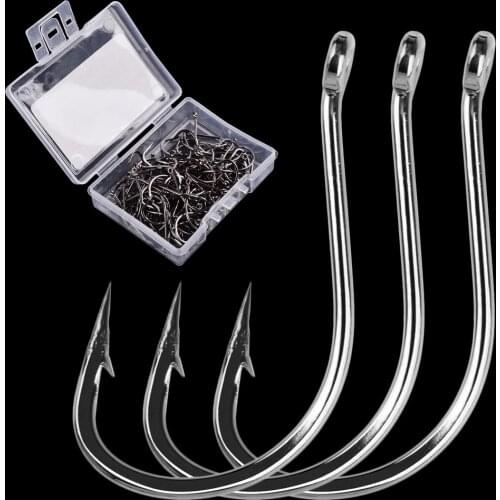 100PCS / Box IZU Fishing Hook High Carbon Steel Circle Owner Fishing Hooks Freshwater Fishhook hole Strong Pond Carp Fish Tackle