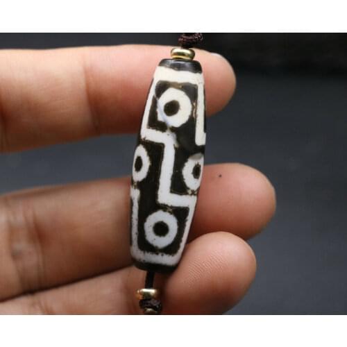 Treasure Magic LKbrother 3A Magic Power Tibetan Old Agate 9 Eye of Kingdom dZi Bead Totem Pendant 40MM