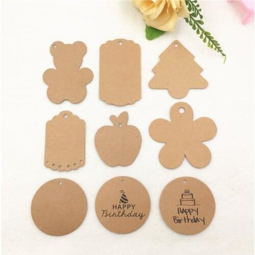 Multi Styles Kraft Paper Tags DIY Hang Tag Gift Wrapping Supplies Wedding Favors Birthday Party Decoration Price Tag 100Pcs/Lot