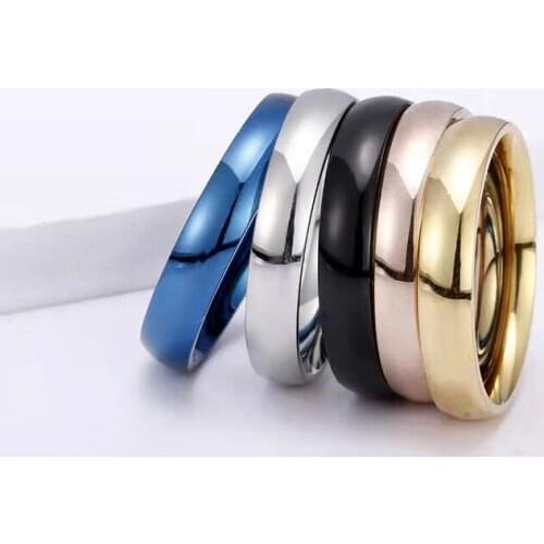 Fashion Personality Gift Ring INS Net Red Simple Style Five-Color Gloss 4mm Metal Men and Women Ring 2021 Trend New Product Part