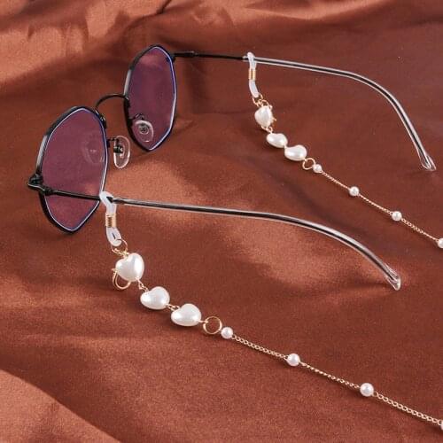 2021 Fashion Reading Glasses Gold Chain For Women Metal Sunglasses Cords Trendy Women Pearl Beaded Eyeglass Glasses Chain
