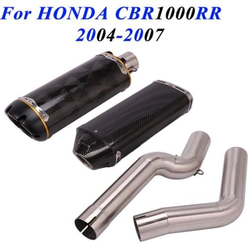Motorcycle Exhaust Middle Link Pipe For HONDA CBR1000RR 2007 2006 2005 2004 tubo Escape Moto Modified Carbon Fiber Muffler