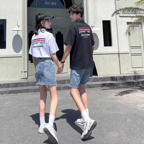The new summer 2021 couplewear polo shirt with colorful fashion print couples clothes couples clothing