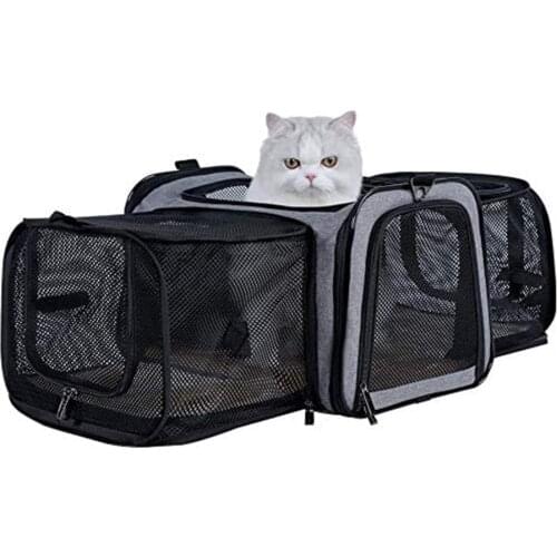 Airline Approved Solid Expandable Portable Soft Dog Carriers Carrier with 2 Large Extensions for Pets up to 15 Pounds