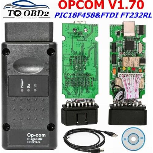 OPCOM V1.70 OBD2 CAN-BUS Code Reader For Opel OP COM OP-COM obd2 Diagnostic PIC18F458 FTDI FT232RL Chip Support English