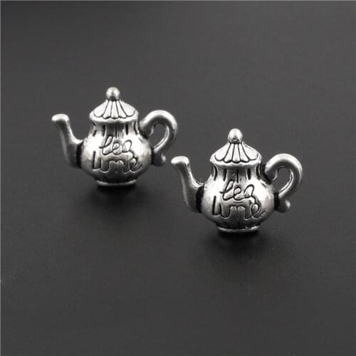 10Pcs Silver Color Kettle Charms Teapot Pendant Fit Making Bracelet Jewelry Findings Accessories Crafts Wholesale 13X1mm A3103