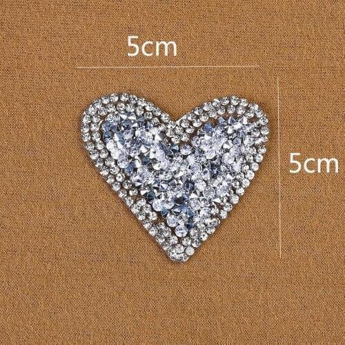 Coloured Sparkling Rhinestone Valentines Love Pathes for Clothing Sequin with Glue Patches for Clothes Applique Iron-on Sticker