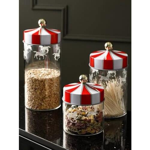 Nordic Whirligig Glass Seal Storage Jar Bottle Coffee Tea Candy Nuts Small Large Jar Clear Container Kitchen Storage Bottles