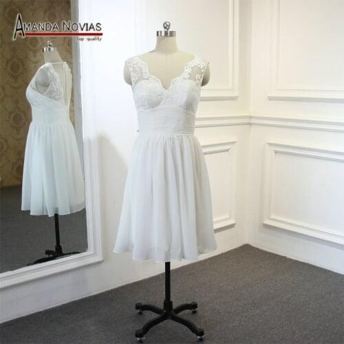 2019 vestido de noiva New Style Knee Length Wedding Dress Amanda Novias Real Photos