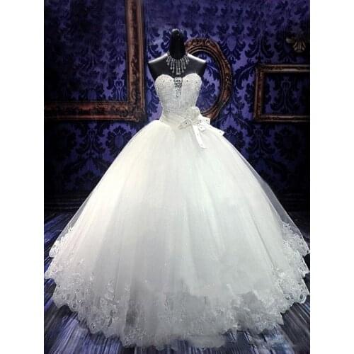 Bridal Gowns Gorgeous Ball Gown Sweetheart Beading Flowers Floor- Length Charming Wedding Dress