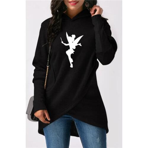 Tinkerbell Fairy Letter Print Hoodies Women Kawaii Women Femmes Spring Autumn Valentine Lover Gift Cotton Sweatshirt