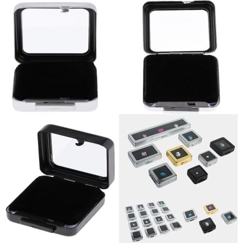 Top Galss Gemstone Diamond Metal Display Show Case Jar Box 40 x 39 x 18mm