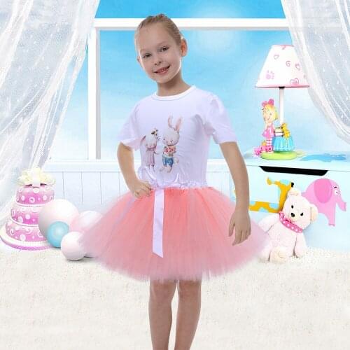 Tulle Pleated Mini Skirt Girls White Shirt Dance 4-6Year Tutu Fluffy Short Summer Skirt Girl Kids Skirts For Teen Child Blouse