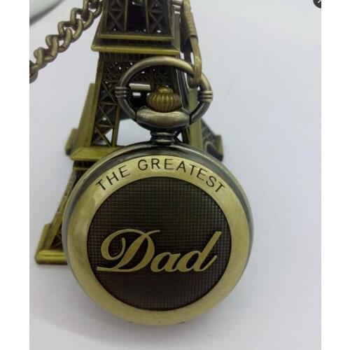Vintage DAD PC movement Good quality high-grade bronze Flip Roman numerals man gift cowboy chain pocket watches