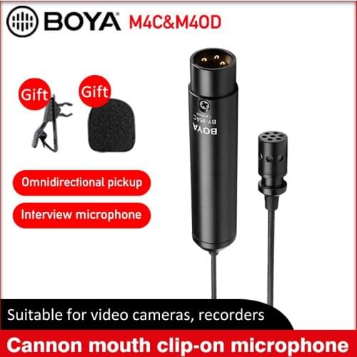 BOYA Microphone BY-M4OD BY-M4C Clip-On Omni-directional XLR Lavalier Phantom for Canon Sony Camcord Audio Recorder Professional