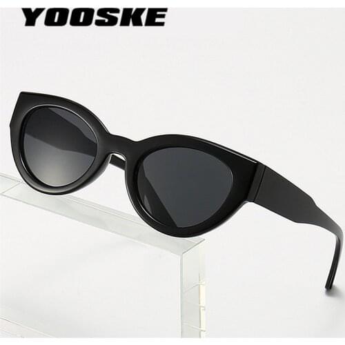 YOOSKE Vintage Cat Eye Womens Sunglasses Small Triangle Sun Glasses Men Retro Shades Eyewear UV400 Brand Design Glasses Mirror