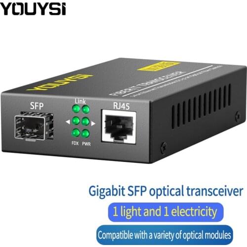 YOUYSI YYS-MC510F Fiber media Converter to RJ45 Gigabit Media Converter SFP 100/1000M Ethernet Converter Transceiver