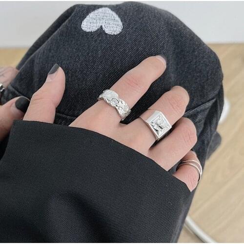 VENTFILLE 925 Sterling Silver Lava Geometric Irregular Wide Ring For Women Trendy Elegant Creative Design Jewelry Party Gift