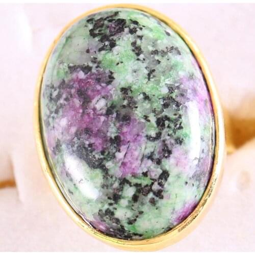 1Pcs Jewelry Gift Adjustable Ring For Women Men Natural Stone Oval Bead Red Zoisite Finger Ring Z302