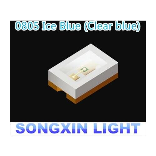 1000PCS/LOT SMD LED 0805 Light Blue Ice Blue lamp beads 485-490nm 0805 Blue clear color LED Ice Blue 2.0x1.2x0.8mm smd led